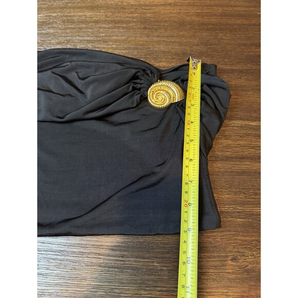 Meshki Seashell Crop Top Women’s XS Black Gold Statement Off Shoulder - Picture 8 of 9